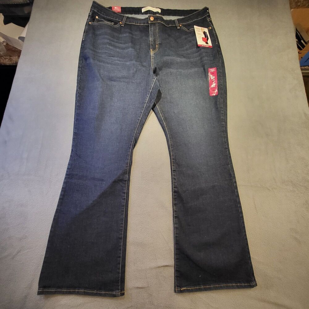 Levis Strauss Signature Womens 24 Mid Rise Boot Cut Stretch Blue Denim Jeans New